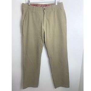UNDER ARMOUR Match Play‎ Stretch Beige Flat Front Performance Golf Pants Size 36